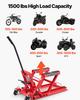 Macaco Elevador Hidráulico para Motocicleta, Capacidade de 680 kg, Macaco Elevador para ATV, Suporte de Levantamento Portátil para Motocicleta com 4 Rodas, Faixa de Altura de 115-385 mm, Hidráulico