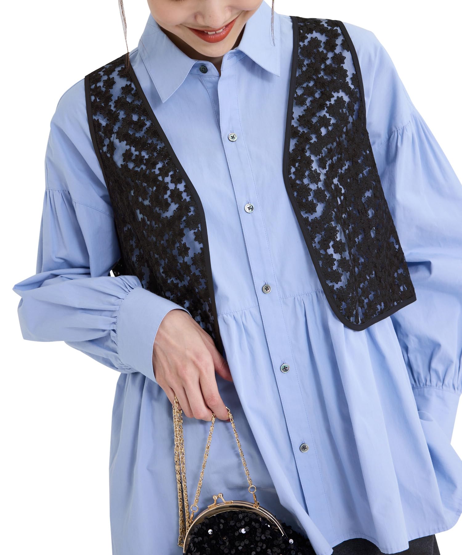 

ROPE PICNIC Floral Lace Vest GDF54170 Black Women s (01)