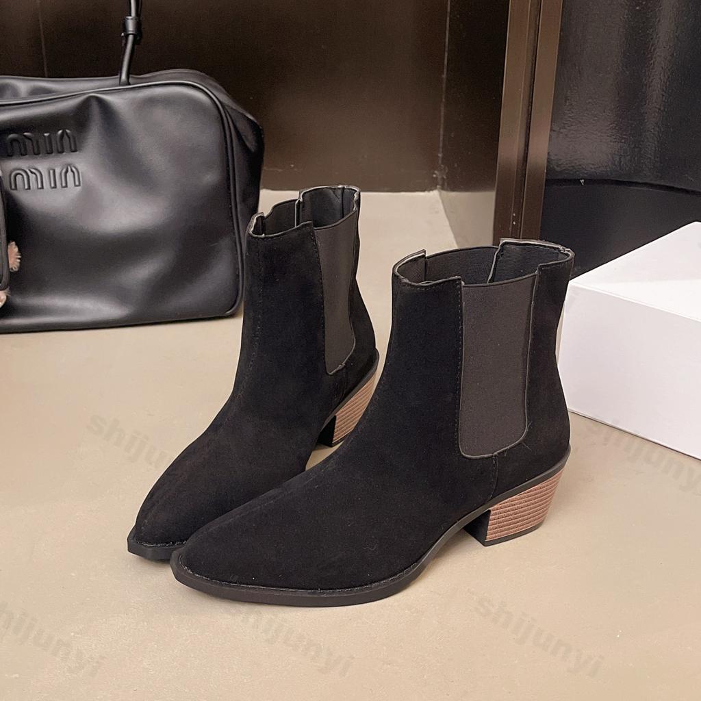 Fashion Fashion Retro Women's Leopard Designed Casual Short Boots 2025 Autumn Pointed Head Comfortable Versatile Coarse Heel Ankle Boots