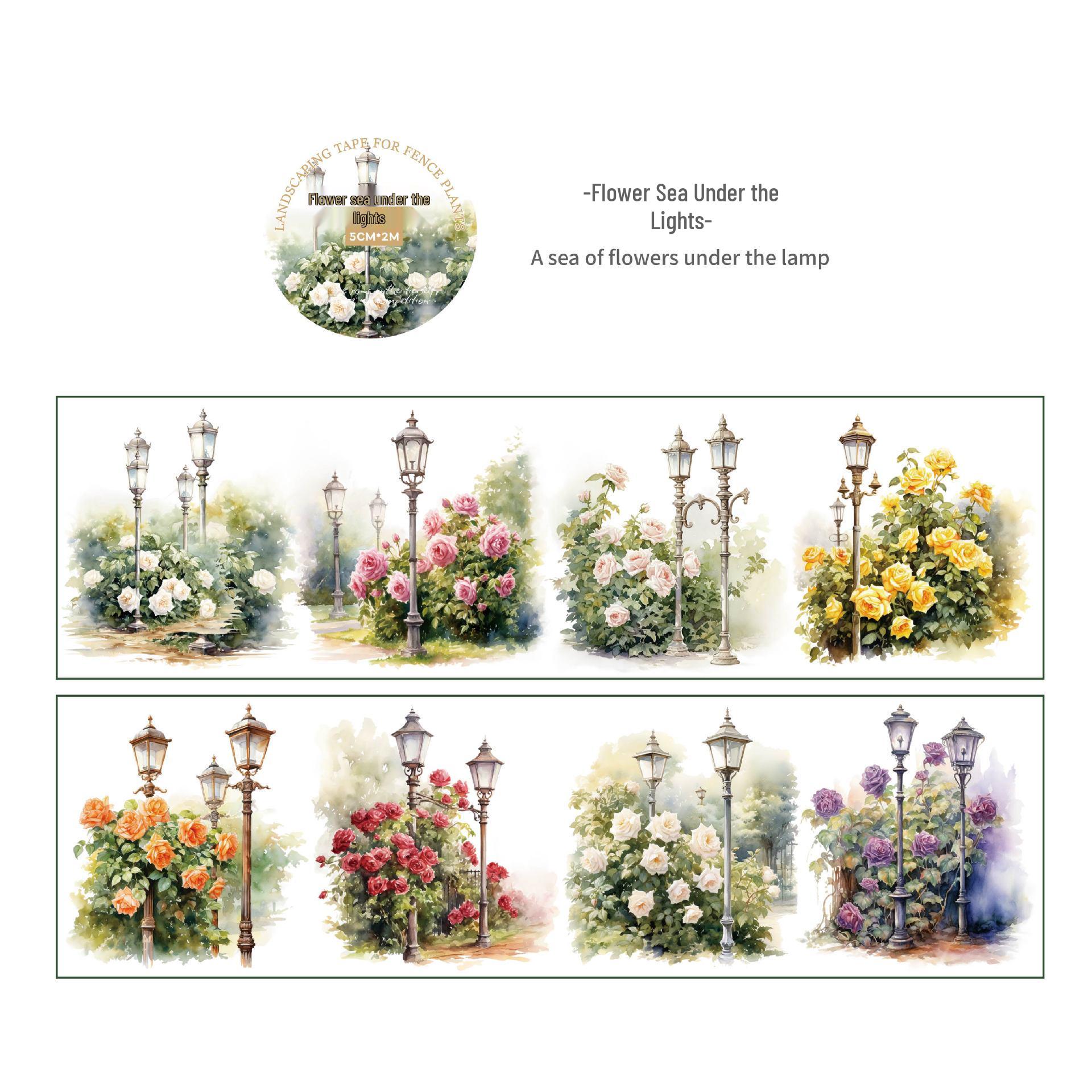 

РетроИстория Серия Растения для Забора: ПЭТ DIY Журнальная клейкая лента с цветочным декором