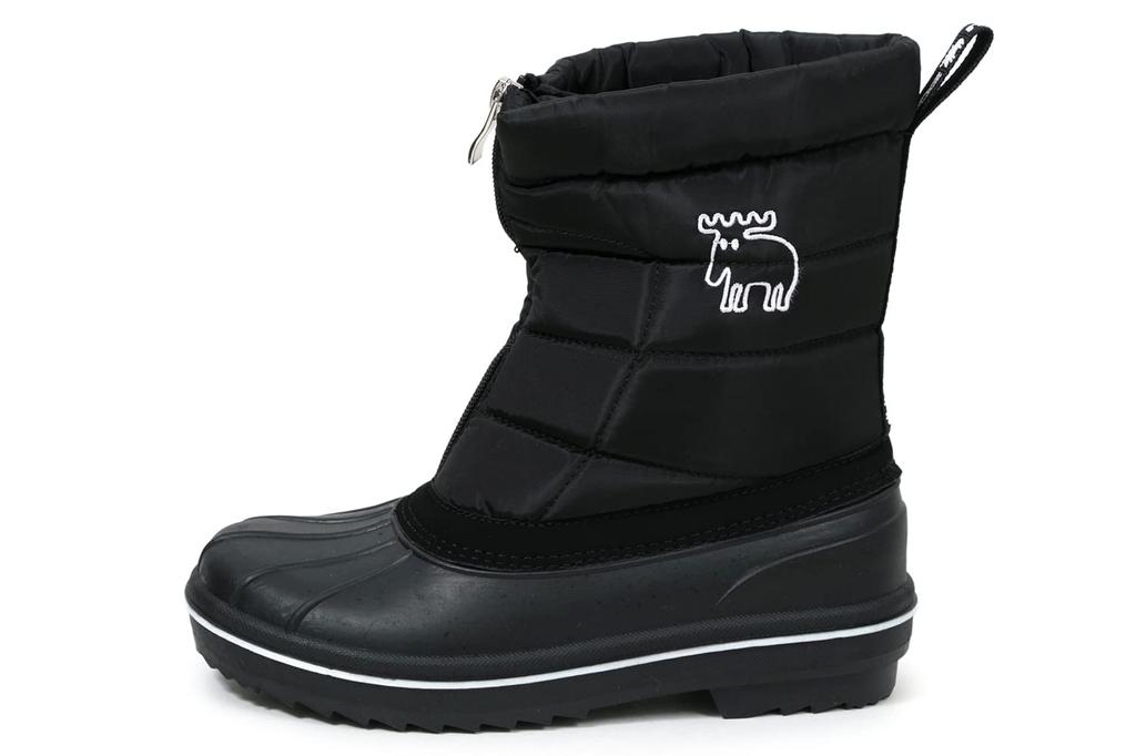 Mozu Bean Down Boots with Inner Boa and Center Zipper, Women's, Black, Size 24cm