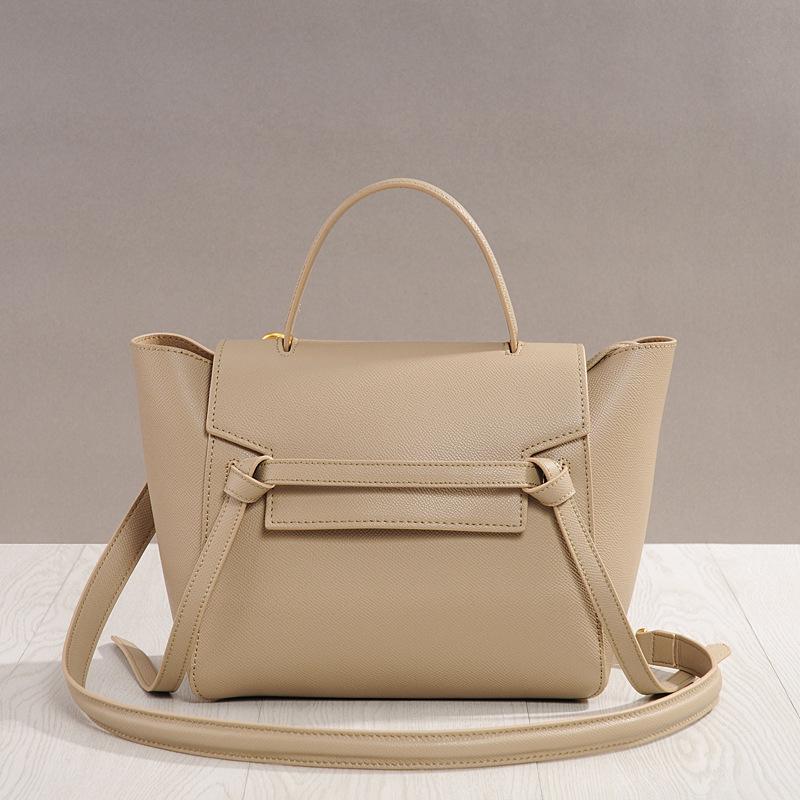 Damen Umhängetasche aus echtem Leder mit großem Fassungsvermögen - Wels-Design, geflügeltes Rindsleder, Smiley-Gesicht-Tasche