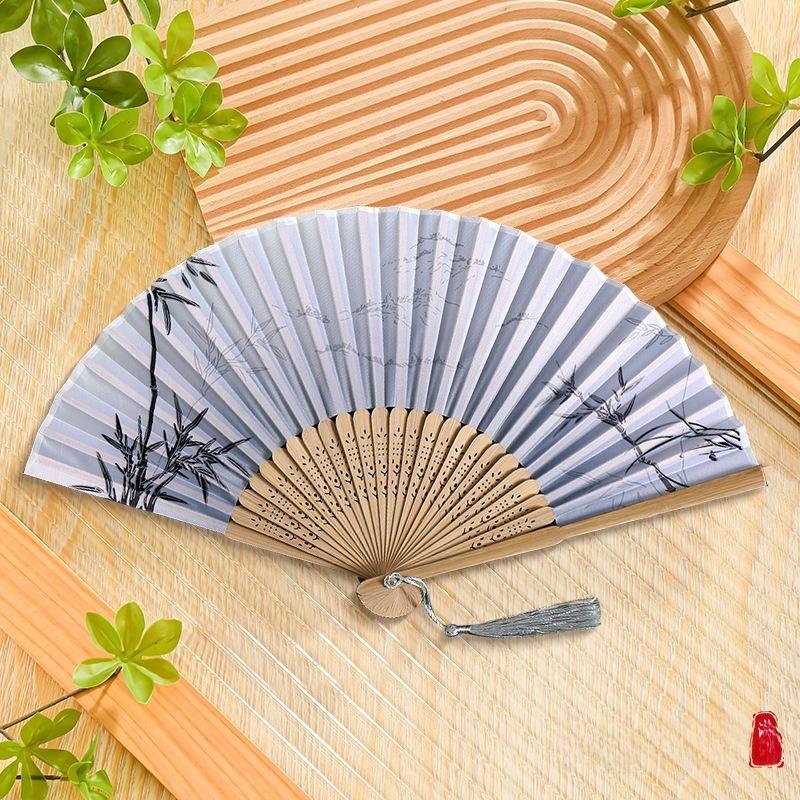 Traditional Chinese Sle Hand Fan Women's Qipao Dance Fan Portable Summer Small Foldable Fan Silk Material Bamboo Frame