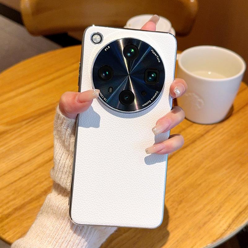

Phone Case for OPPO Find X8 Ultra X7 X8S Plus Electroplated Lychee Pattern Leather Shell for OPPO Find X8 Pro X6 X8s+ Hard Cover OPPO Find X8s белый
