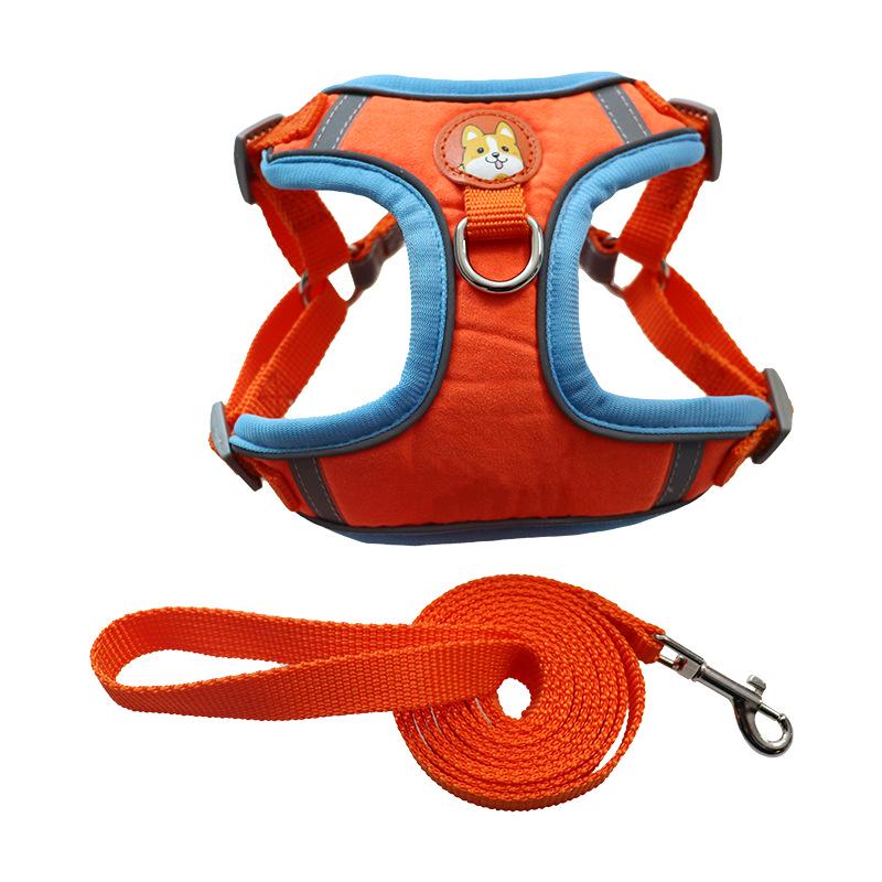 Reflective Breathable Deer Velvet Pet Harness & Leash