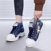 Women Sneakers New Canvas High-top Women Shoes 2025 Breathable Denim Sneakers Women Summer Thick Bottom Heightening Casual Shoes