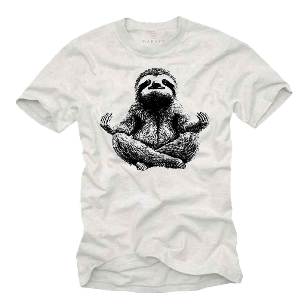 Funny men’s sloth yoga t-shirt with cute meditation print and animal graphic printshirt, great gift for sloth lovers, teens and men, S-5XL