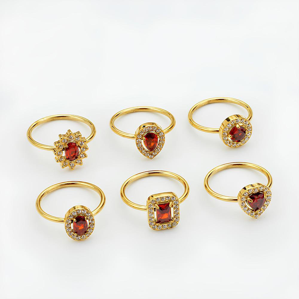 Luxury French Design Heart Rings With AAA+ Cubic Zirconia Elegant 18K Gold Plated Stainless Steel Jewelry Gift Not Fade