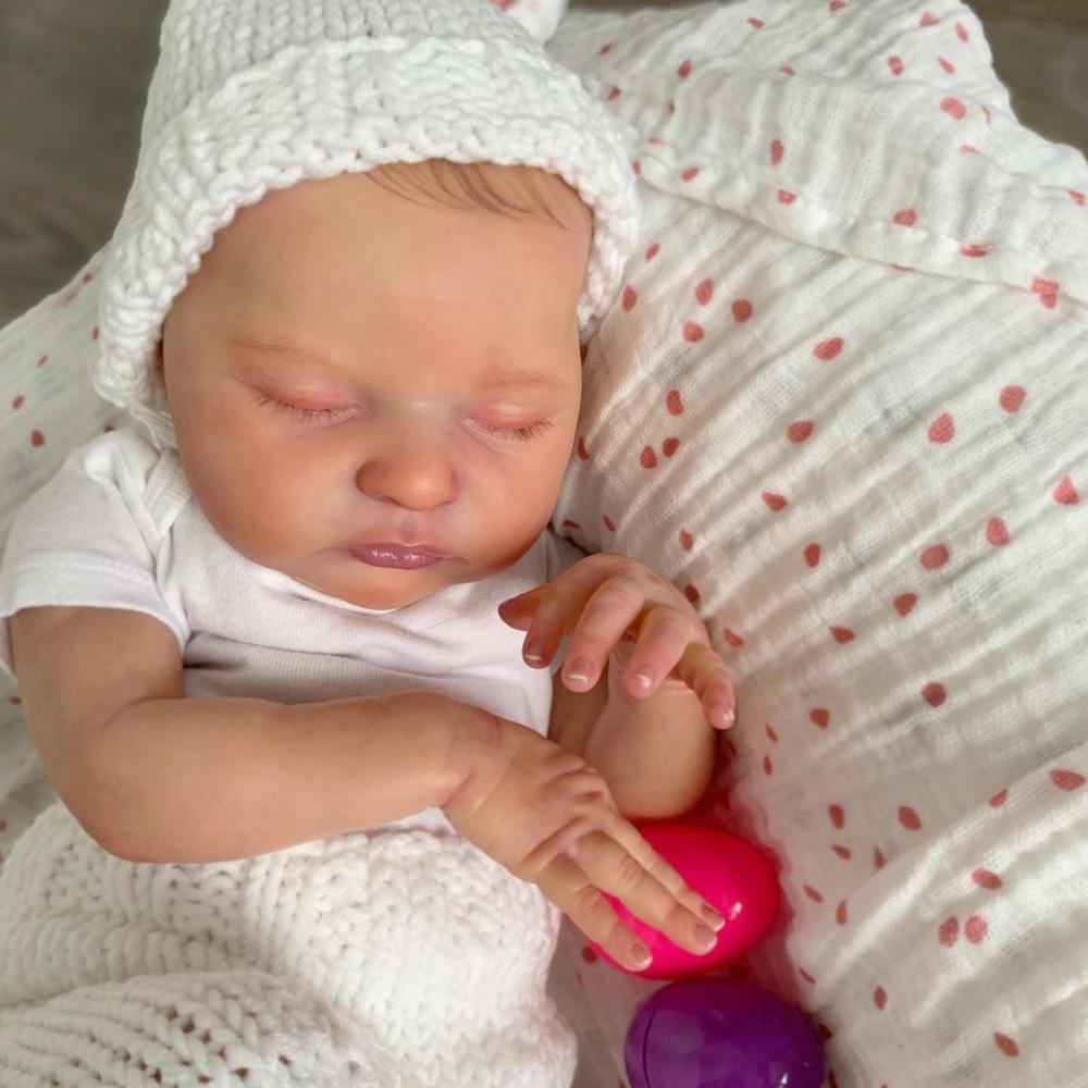 BZDOLL 20 Inch 3D Skin with Visible Veins Like Real 50 CM Soft Vinyl Asleep Reborn Baby Doll Toy for Girl Cloth Body Kid Art