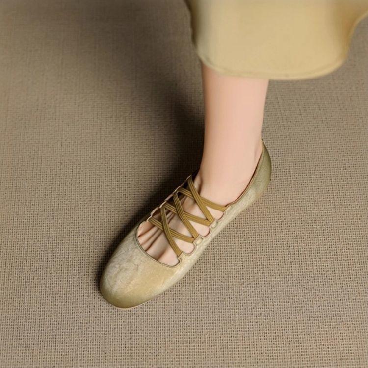 Grandma shoes cross strap ballet shoes women's 2025 new summer fashion women's shoes flat Mary Jane single shoes