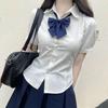 JK College Style Summer White Puff Sleeve Shirt for Women