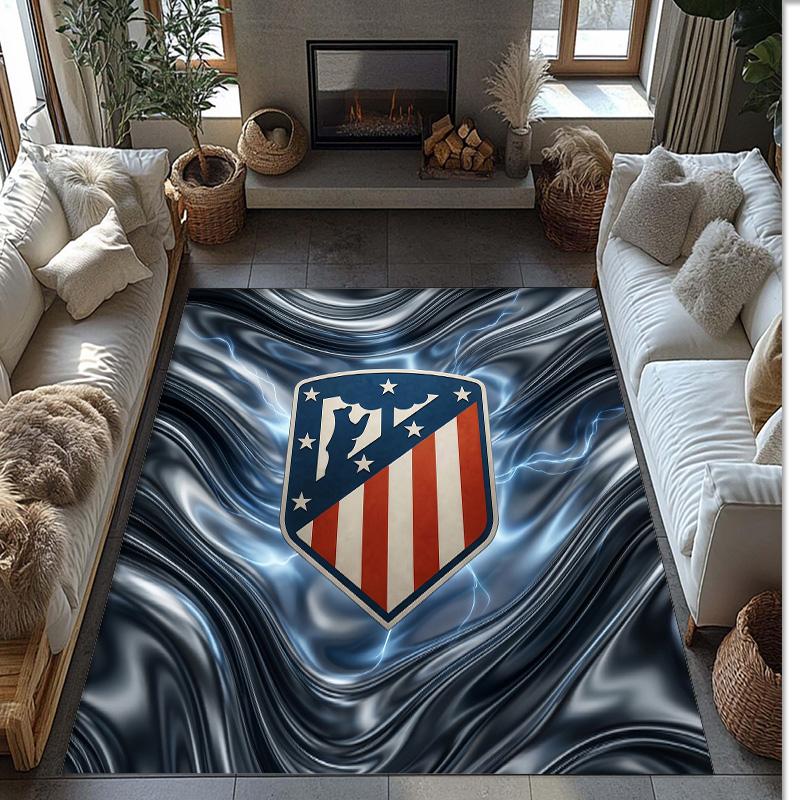 Atletico Madrid Printed Flannel Area Rug Non Slip Soft Polyester Floor Carpet Indoor Decor Mat for Bedroom Living Room Sofa Game Room Home Decoration