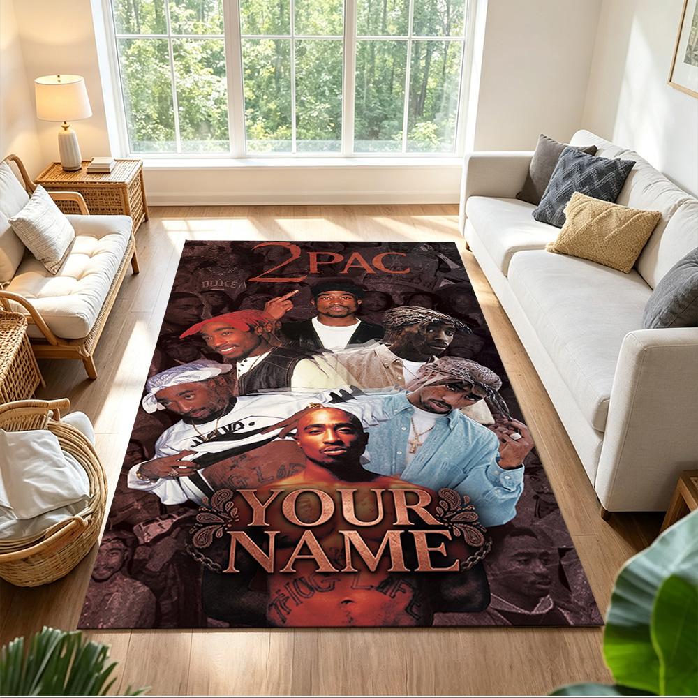 2pac Customize Text Carpet Design for Playrooms Living Rooms Balcony Hallway Anti-slip Rug Office Home Decor Best for Christmas