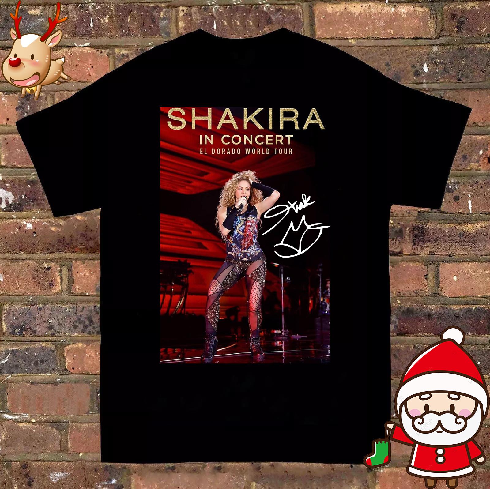 hot Merry Christmas Shakira Signature Full Size Cotton Black Shirt XL