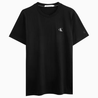T-shirt girocollo a maniche corte in cotone confortevole stampata a blocchi di colore minimalista Uomo Top Nero J322254-BEH