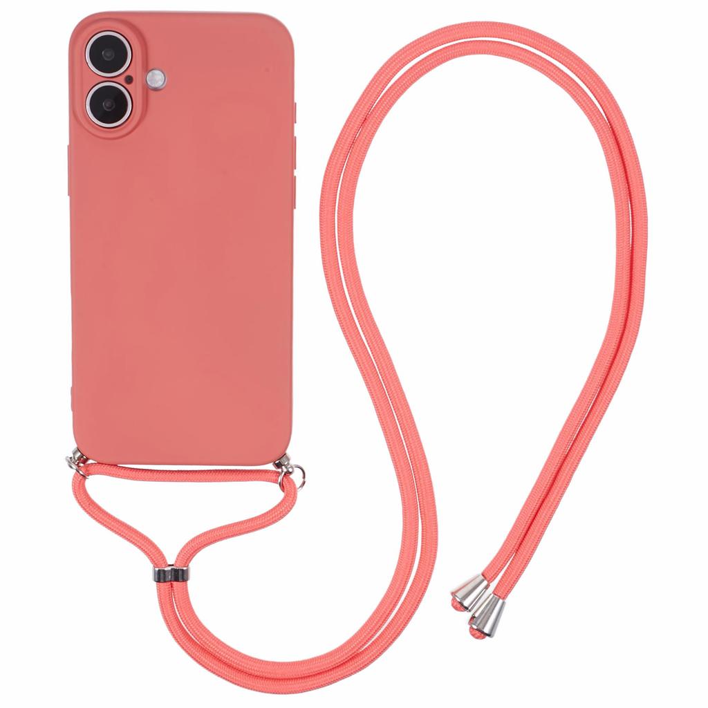 For iPhone 16 Plus Crossbody Case TPU Protective Phone Cover with Soft Fiber Lining