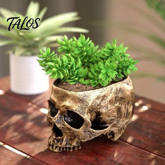 Einzigartige Gothic-Geschenke Totenkopf-Pflanzgefäß, Harzkopf-Blumentopf, Halloween-Süßigkeitenschale, Gruselige Retro-Used-Look-Dekoration für Tischplatte, Heimbar, Büro