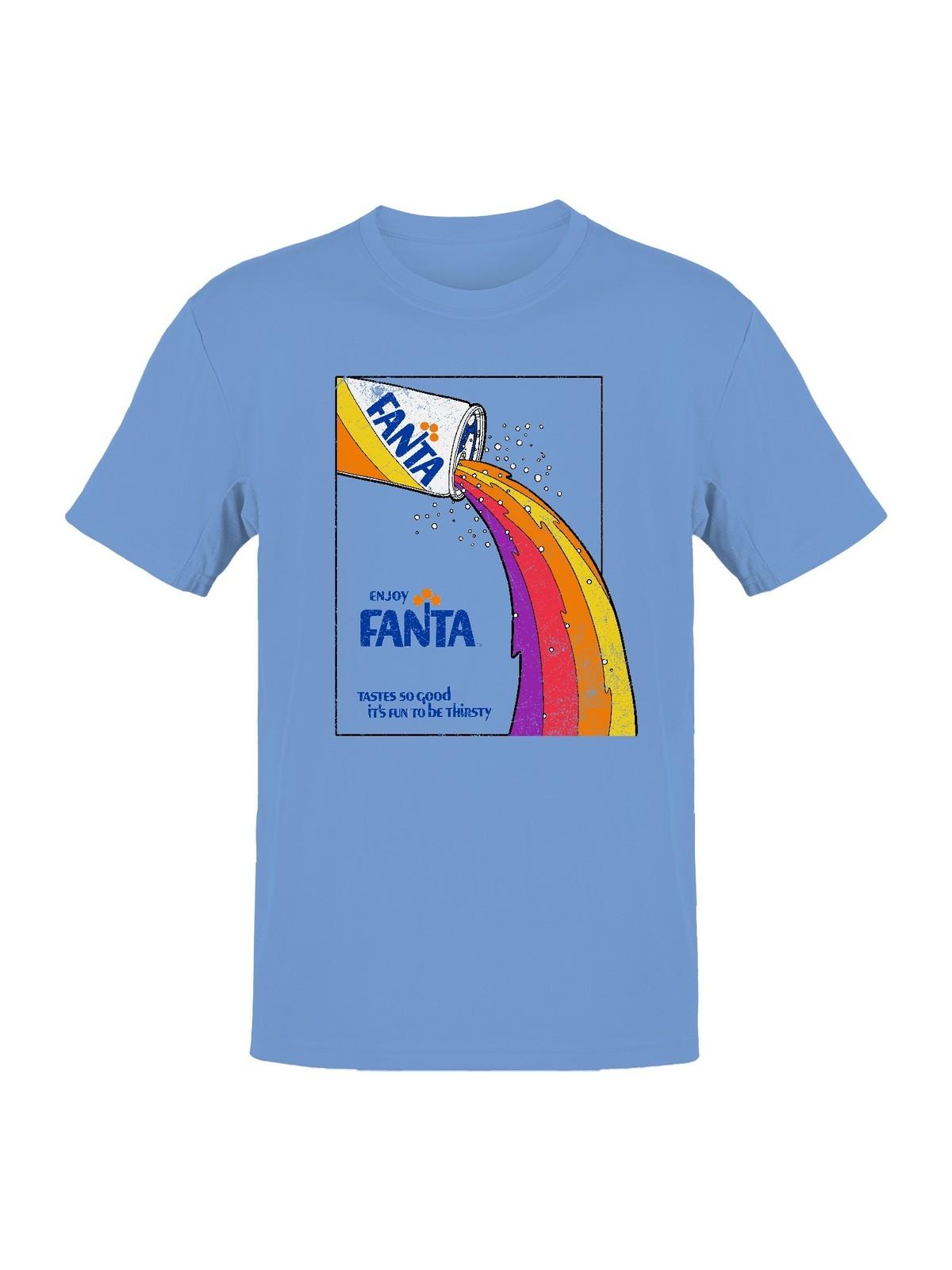 Officially Licensed Fanta Retro Advertisement with Rainbow Pour Mens T-shirt XL