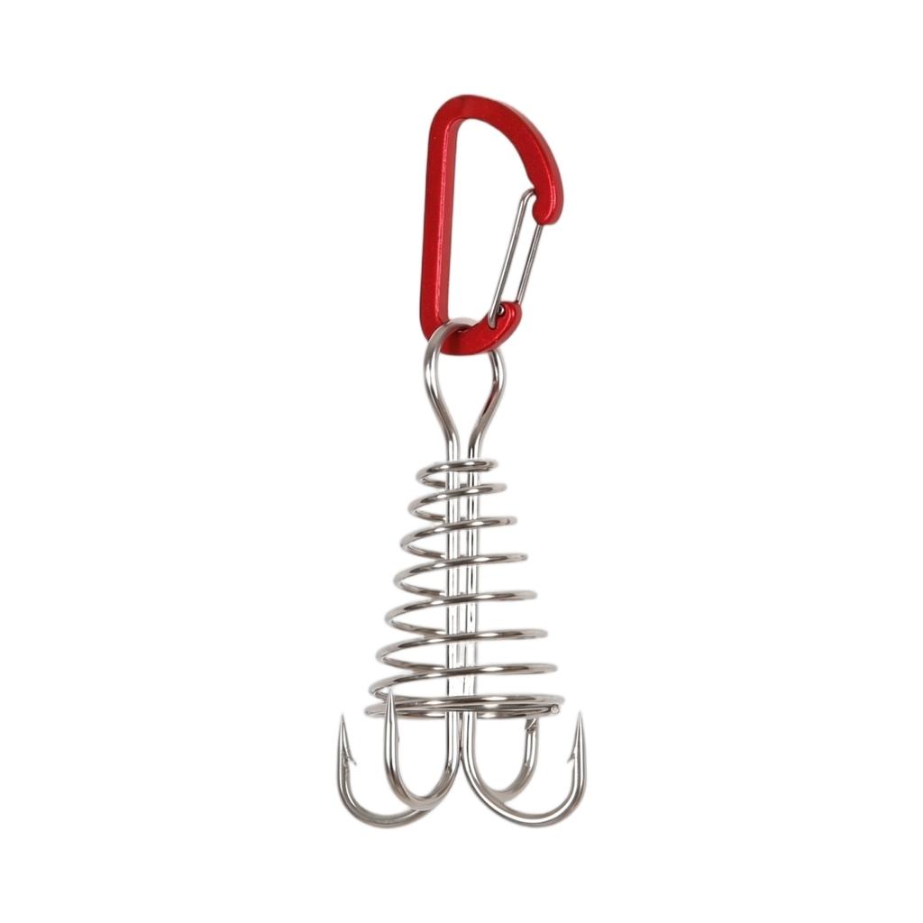 Fishing Tent Stake Spiral Hook with Carabiner Clip Durable Metal Octopus Clamp for Outdoor Camping and Tent Securing