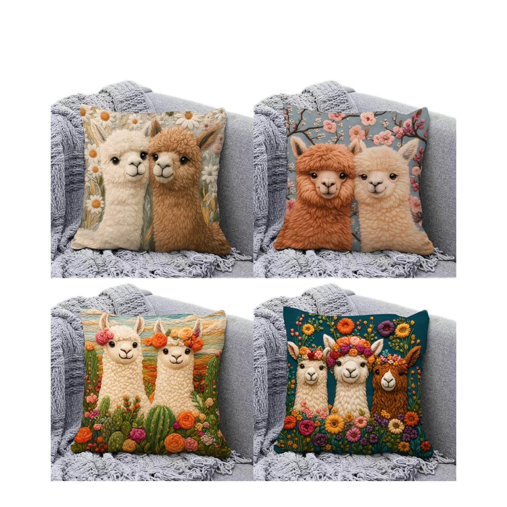 Adorable Alpaca Printed Pillow Soft Waist Cushion Living Room Sofa Decor Carriage Pillowcase Home Decorative Long Rectangle P...