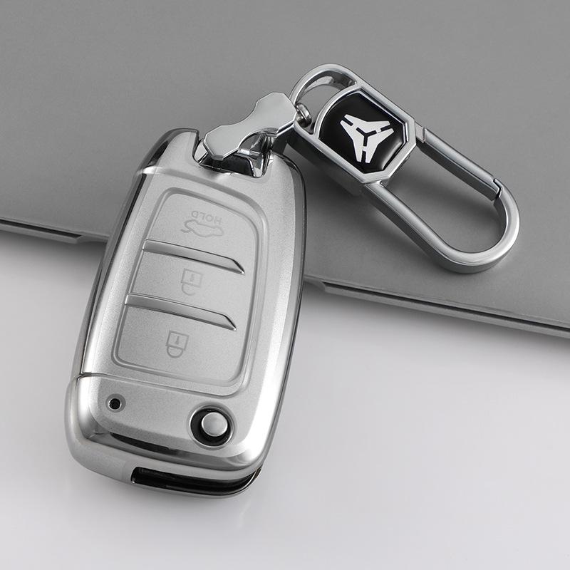 Hyundai Tucson L Quicksand Silver 4-Button Key Case - Korean Car Interior Protective Shell