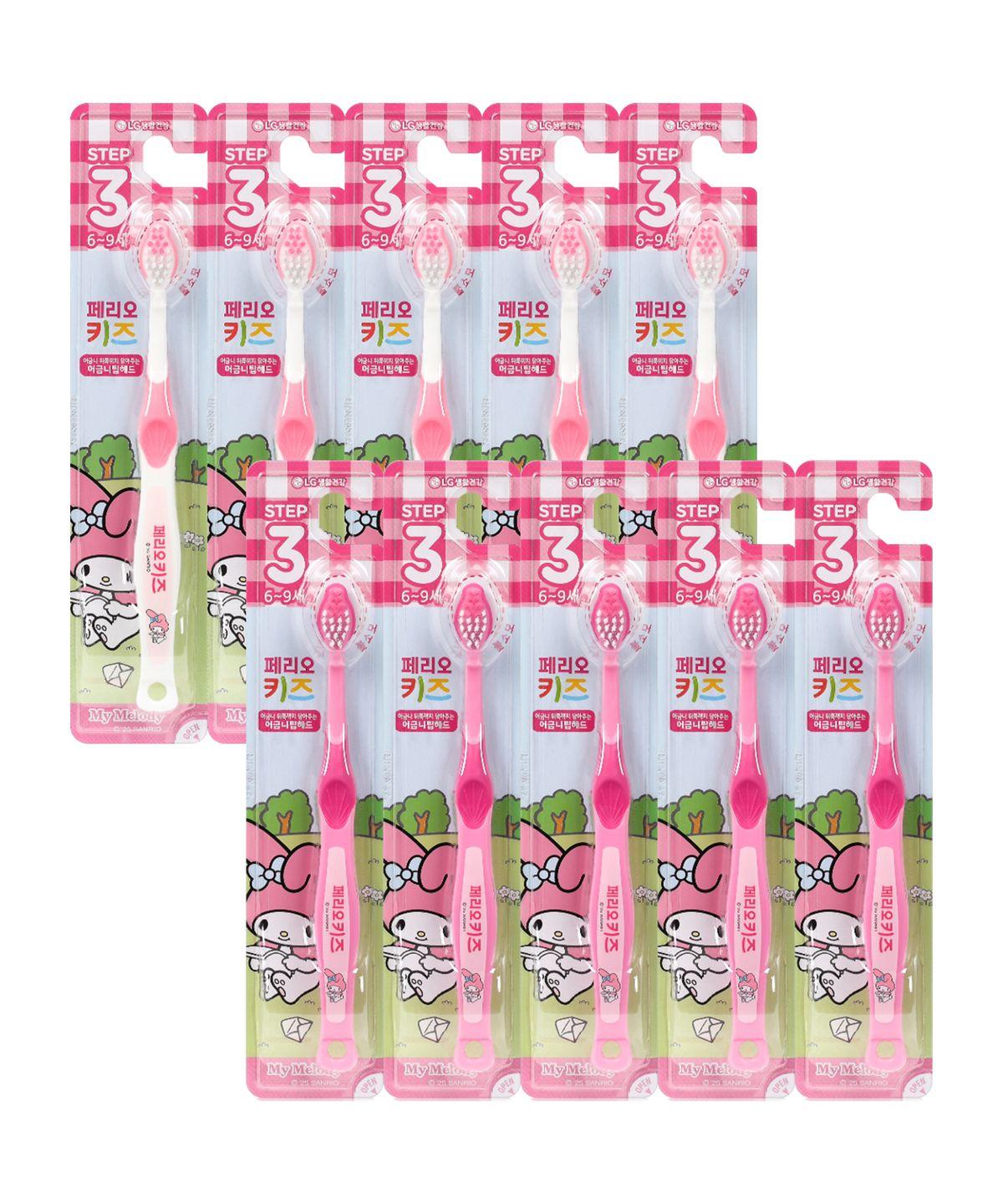 Kids Stage 3 Sanrio My Melody Children s Toothbrush Ages 6-9, Mixed Colors, 10-Pack