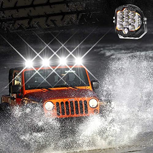 KAWELL 90W Fog Lamp, Angel Eye Headlight, LED Combo Light, Spotlight, Fog Lamp, LED Driving Light, IP68, Compatible with 12V and 24V, 1-Year Warranty,