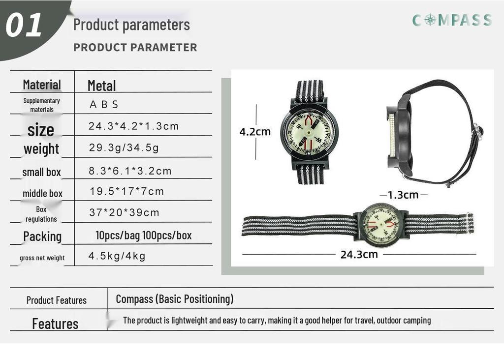 Outdoor Diving Wristwatch with Luminous Compass and Strong Magnetic Features