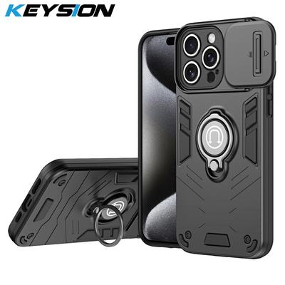 KEYSION Coque Antichoc pour iPhone 15 Pro Max Protection Coulissante de l'Appareil Photo Support Anneau Housse de Téléphone pour pour iPhone 14 13 12 Pro Max 11