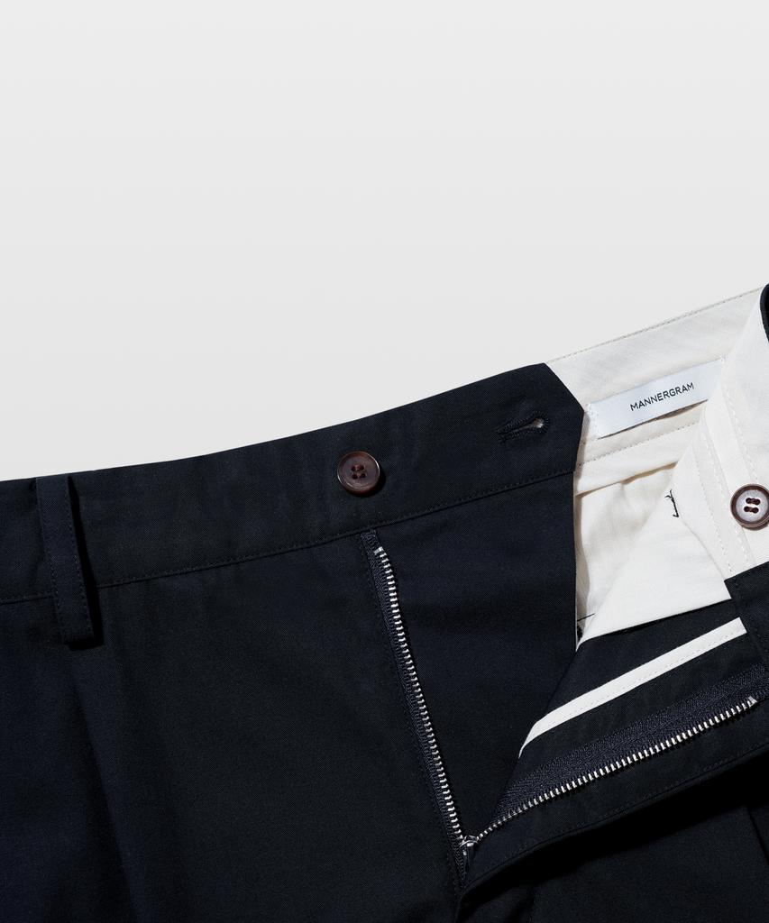 MANNERGRAM [Half-Set Japanese Imported Fabric] Single-Pleat High-Density Cotton Half Pants Dark Navy