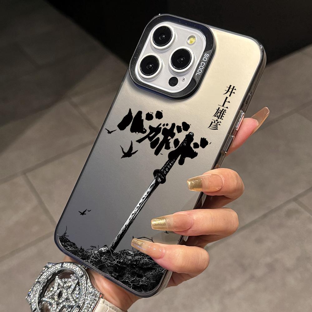 Japanese Swordsman Anime Phone Case for iPhone 17 Air 16 16e 15 14 Plus 13 12 11 Pro Max X Xs XR 8 Colorful Silver Hard Cover
