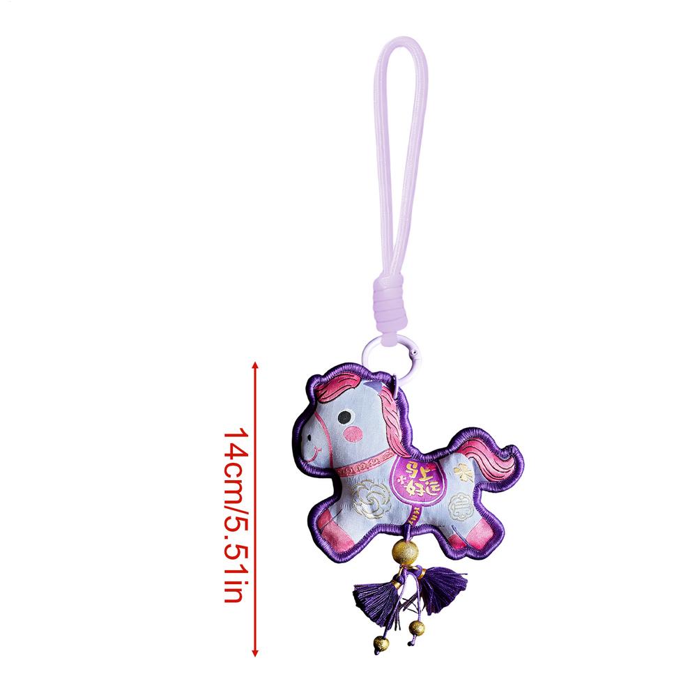 Year of the Horse Charm 2026 Cute Chinese Good Luck Pendant Embroidered Horse Sachet Ornament for Kids Friends Family Home