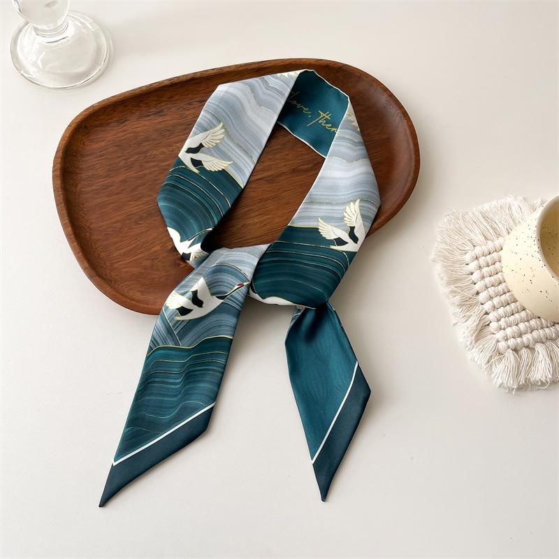 Langer, dünner Seidenschal für Damen, Haarband, Krawatte, Design-Print, Luxusmarke, Haarreifen-Accessoires, coole Mädchen-Schals, Sommer 2021