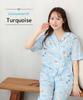 SAZAC Cinnamoroll Women's Cotton Jersey Pajama Set with Short Sleeves and Pants (Turquoise/L/SAN1805)