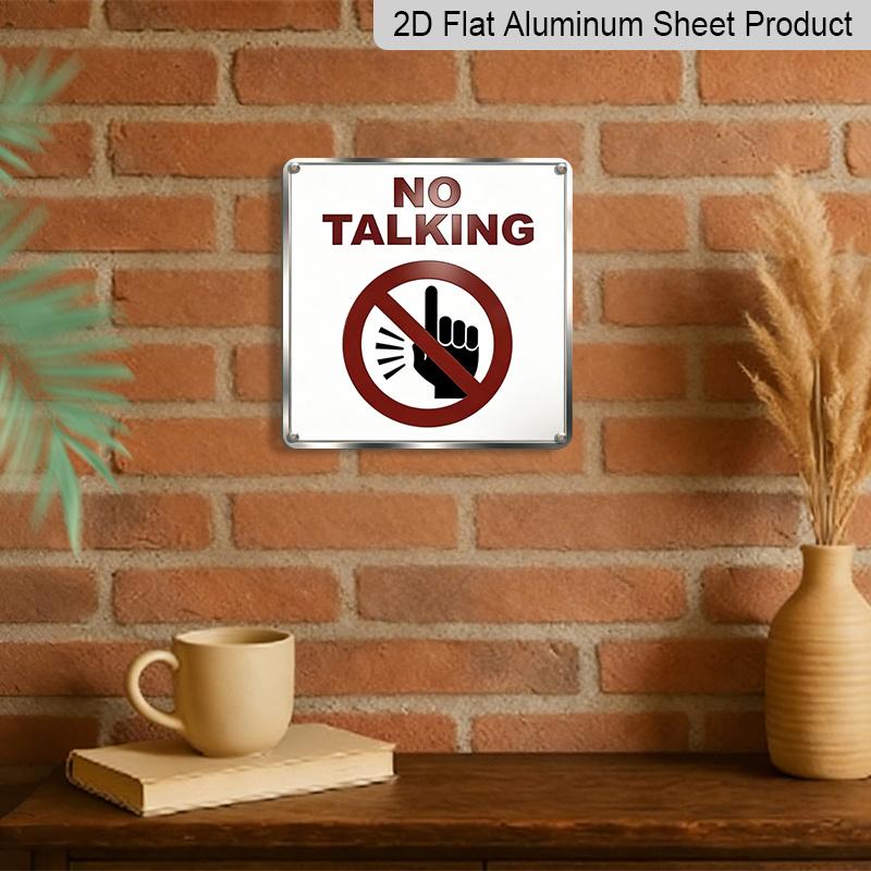 2D Flat- 1pc, No Talking Silent Retro Square Aluminum Plaque, Gesture Symbol Prohibition Mark Decoration A Quiet Display In A Study or Library
