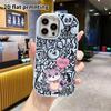 Phone case: 2D flat design suitable for iPhone 18 17 16 15 14 13 Pro protective case, couple style, purple cat, Christmas and Halloween gift