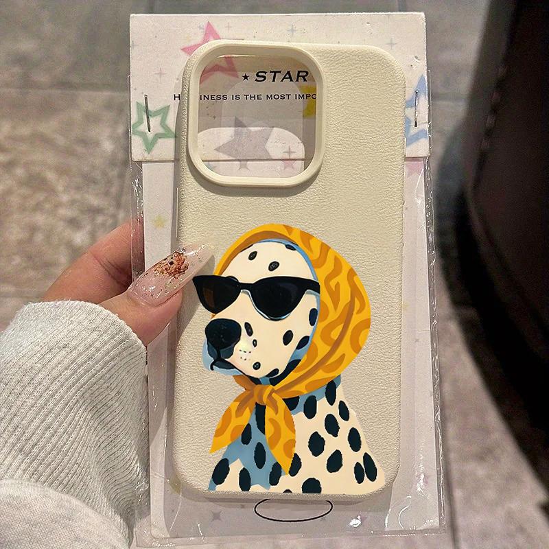 Black Spotted Scarf With Puppy Pattern Phone Case For Iphone 17 16 15 14 13 12 11 17 Pro Max16E Plus Vintage Floral Soft Cover