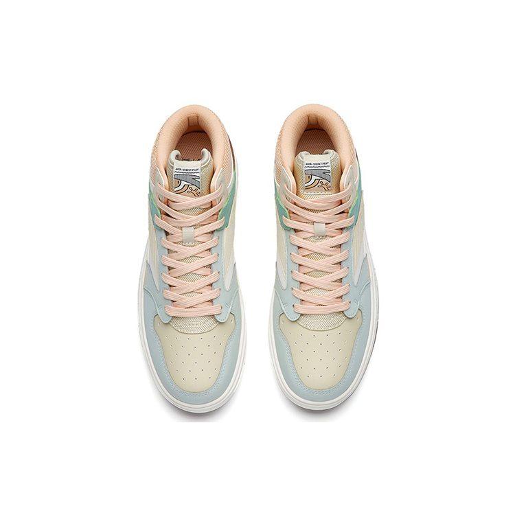Anta Casual Slip Resistant Cushioning Abrasion Resistant High Top Skateboard Shoes Women's White Gray Pink 122238065-5