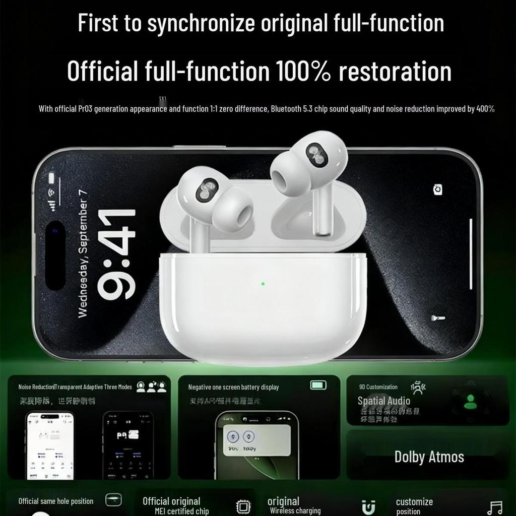 Pro3 In-Ear Bluetooth Noise-Cancelling Headphones, 6th Gen with A8 Heart Rate Monitoring AI.