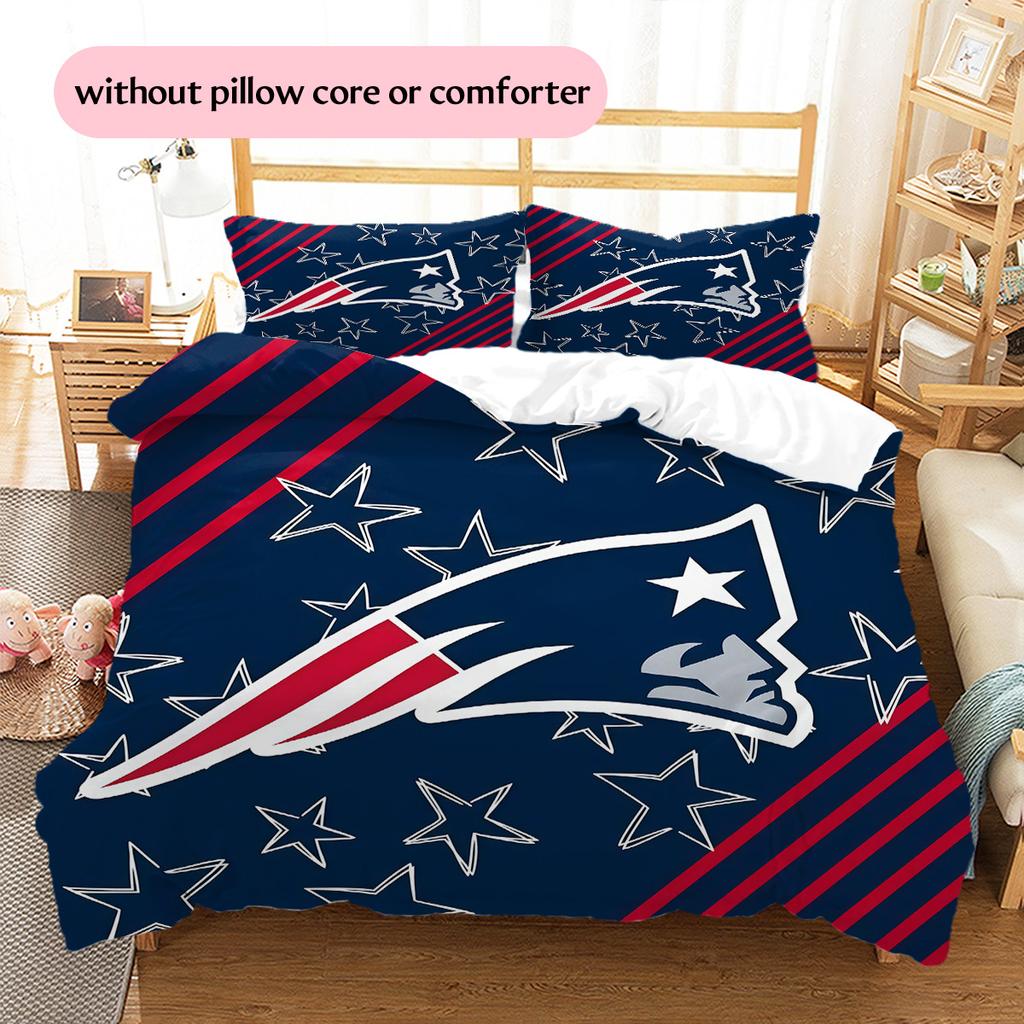New England Patriots Pattern Bedding Quilt Set Home Decoration Gift (1 * Duvet Cover + 2 * Pillowcase Without Core)