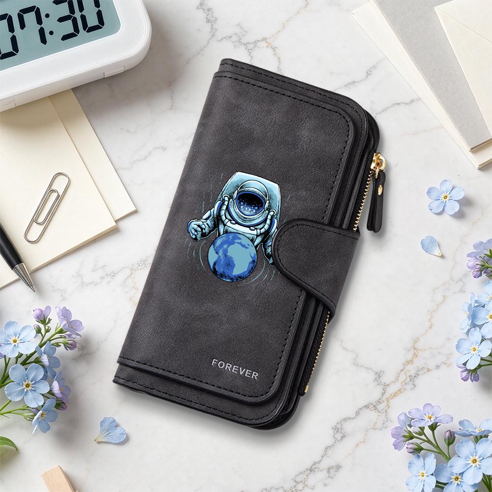 Stylish Astronaut Print Long Wallet Forever Card Holder Purse