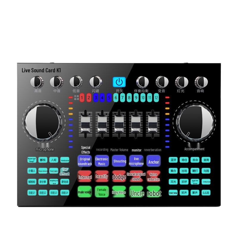 

Трансграничный Bluetooth USB Набор звуковой карты для прямой трансляции с микрофоном K1 для записи на телефон и ПК