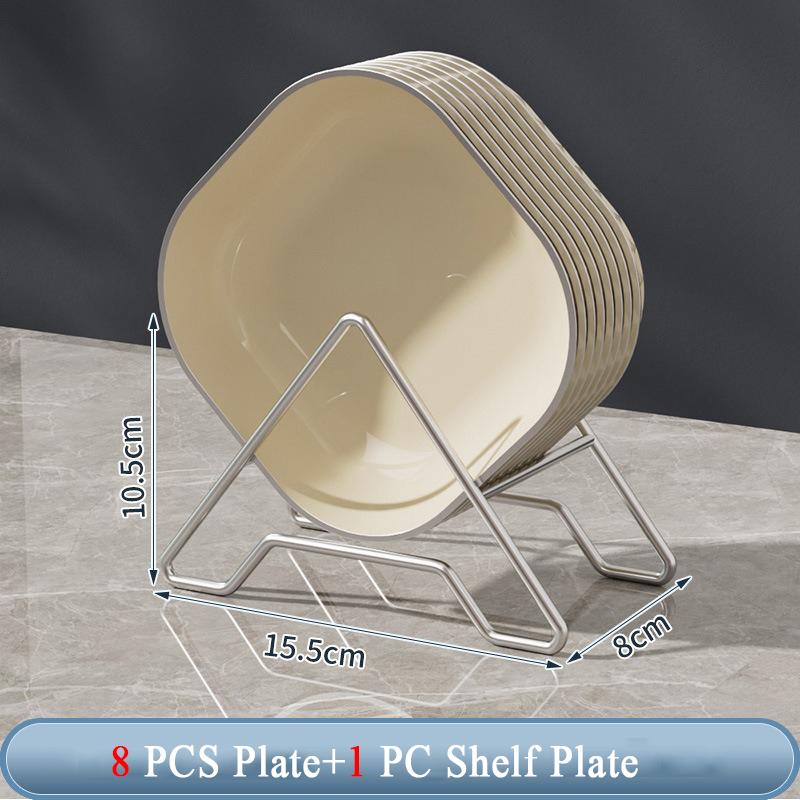 8 pezzi Piatto di plastica Vassoio Piatto da frutta e dessert Piatto per contorni domestico Piatto per insalata di verdure Ciotola per pasticceria Set di posate