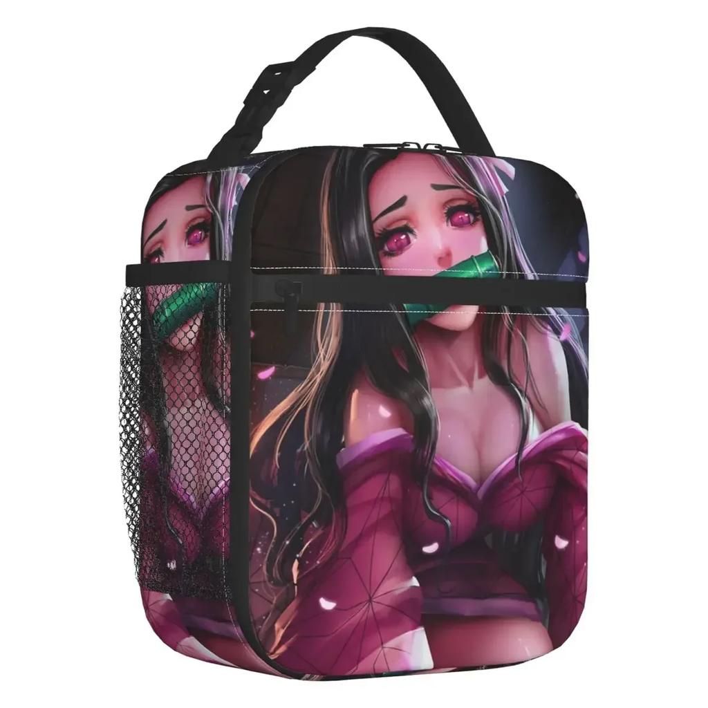Kitsune No Yaiba Thermal Insulated Lunch Bag Women Manga Demon Slayer Resuable Lunch Tote for School Multifunction Food Box