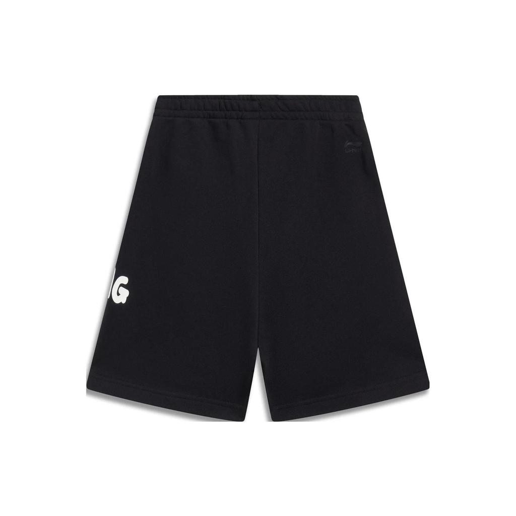 Li-Ning Sports Life Cartoon Letter Print Straight Leg Sports Shorts Women Bottoms Black AKST664-2