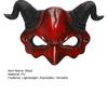Demon Half Face Mask Realistic Red Satan Goat Mask with Adjustable