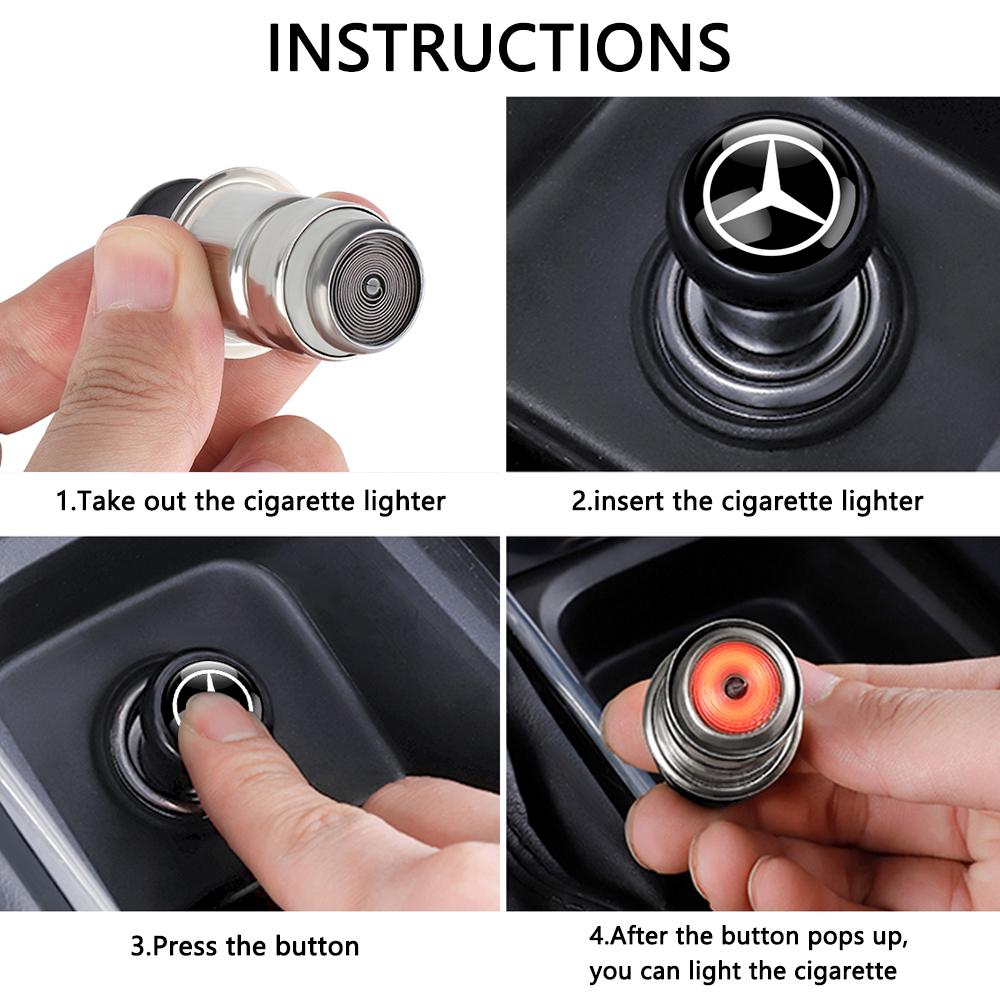 Hot Car Sticker 12V Metal Universal Auto Car Windproof Flameless Cigarette Lighter Power Socket For Mercedes Benz AMG W211 W203