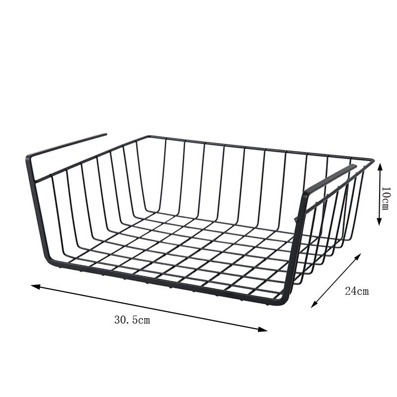 1pc White/Black Hanging Net Basket Iron Material Large Capacity Hanging Under Cabinet Wall Wardrobe Storage Basket Kitchen Tools