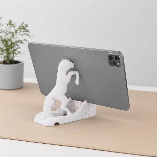 Yousheng Přenosný držák na mobilní telefon, 3D tištěný stojánek na tablet ve tvaru koně, Stolní dekorace s hladkými liniemi