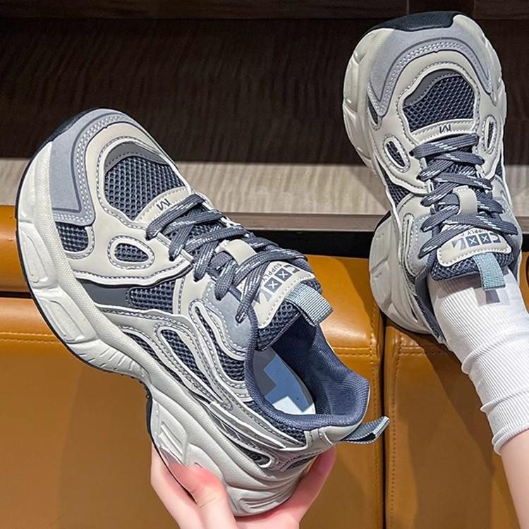 Popular Thick-soled Dad Shoes Women's Spring 2025 New Mesh Retro Versatile Lightweight Height-increasing Casual Sports Shoes